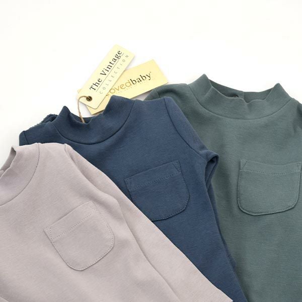 オーガニックコットン ベビーモックネック足つきカバーオール（長袖）