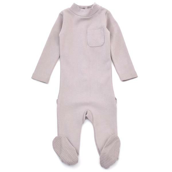 オーガニックコットン ベビーモックネック足つきカバーオール（長袖）