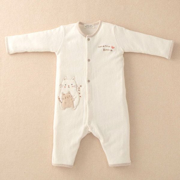 オーガニックコットン ベビー【ママだっこ】接結フライスカバーオール