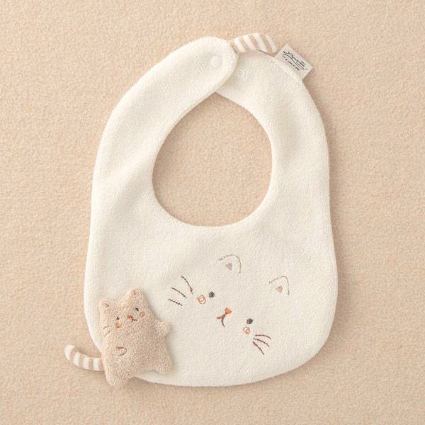 オーガニックコットン ベビー【ママだっこ】パイルと天竺のスタイねこ