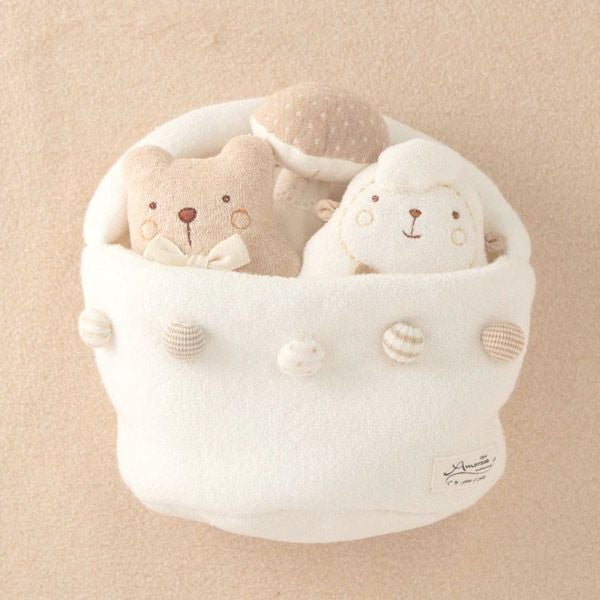 オーガニックコットン ベビー【どうぶつ村】にぎにぎバスケット