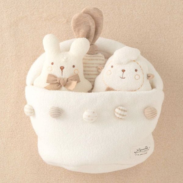オーガニックコットン ベビー【どうぶつ村】にぎにぎバスケット