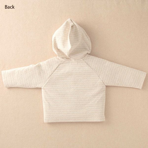 オーガニックコットン ベビー【幸せの青い鳥】接結ドットボーダーのパーカー