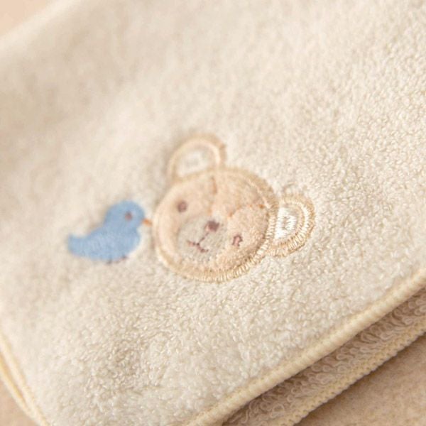 オーガニックコットン ベビー【幸せの青い鳥】パイルハンカチ くま 24×24