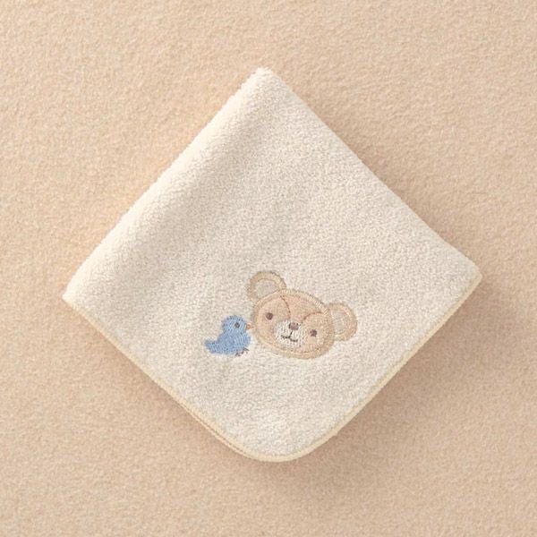 オーガニックコットン ベビー【幸せの青い鳥】パイルハンカチ くま 24×24