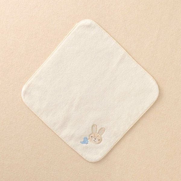 オーガニックコットン ベビー【幸せの青い鳥】パイルハンカチ うさぎ 24×24
