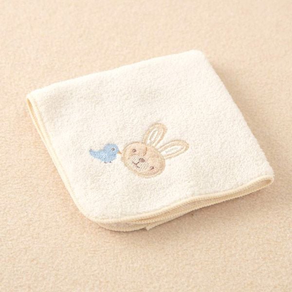 オーガニックコットン ベビー【幸せの青い鳥】パイルハンカチ うさぎ 24×24
