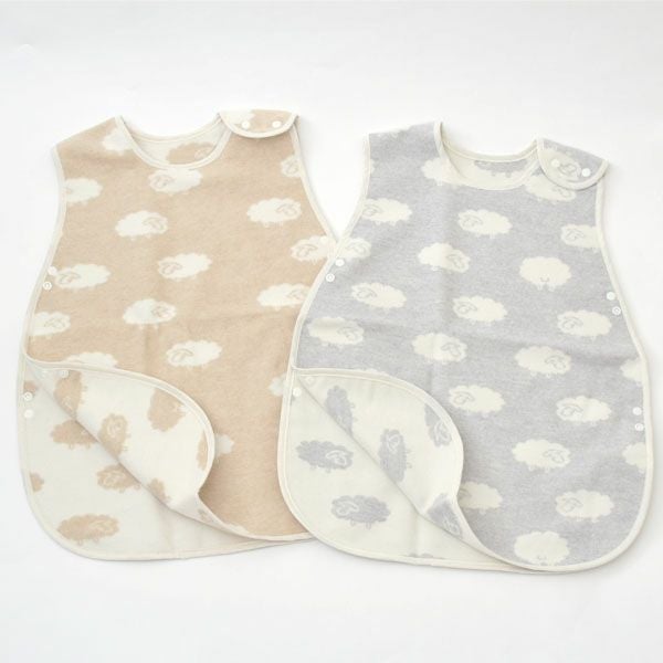 オーガニックコットン ベビー ふわふわひつじ柄リバーシブルスリーパー