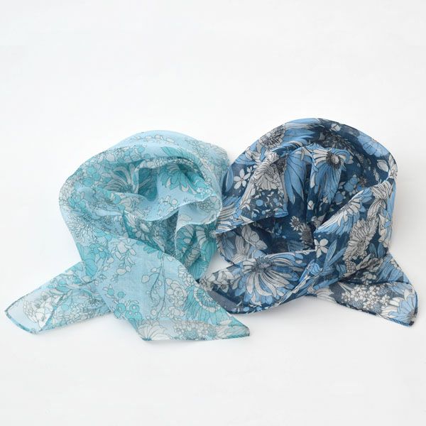 オーガニックコットン アルティメイトピマ ハンカチーフ Drawingエレガントフラワー