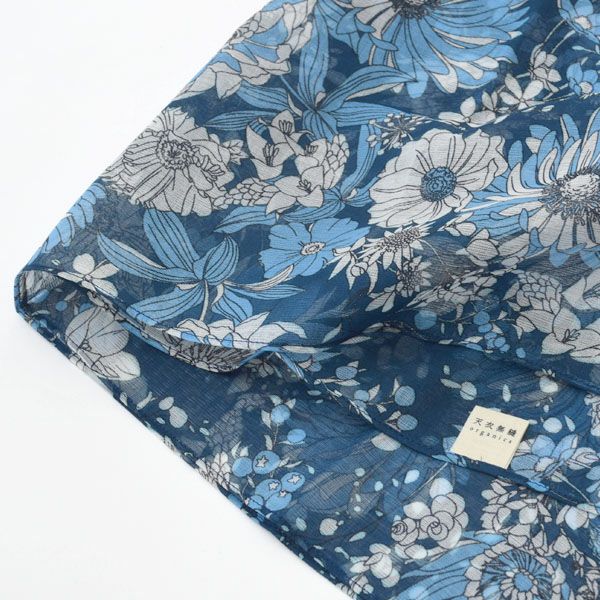 オーガニックコットン アルティメイトピマ ハンカチーフ Drawingエレガントフラワー