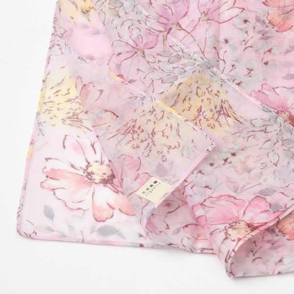 オーガニックコットン アルティメイトピマ ハンカチーフ Drawingガーデンフラワー