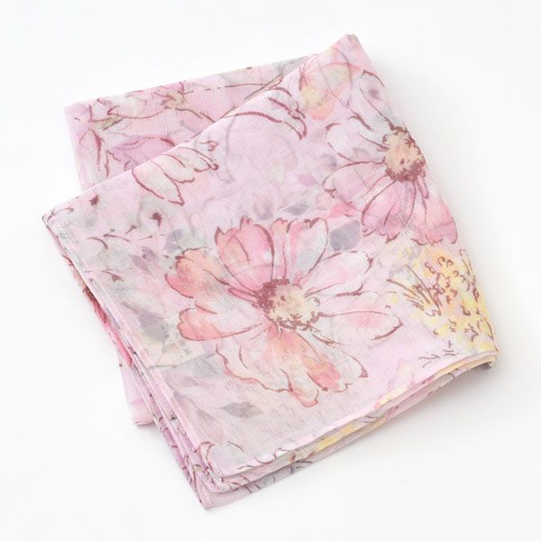 オーガニックコットン アルティメイトピマ ハンカチーフ Drawingガーデンフラワー