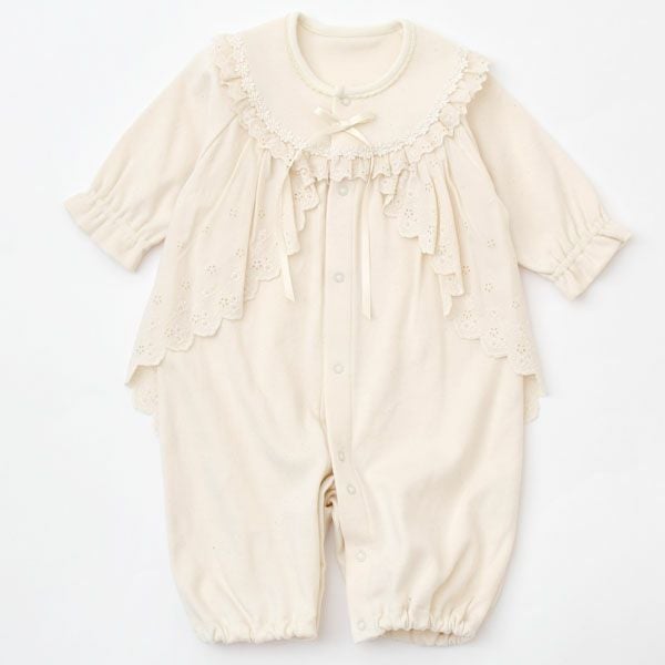 オーガニックコットン スムースフード付きドレスオール ナチュラル 50-70