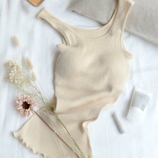 オーガニックコットン リブカップ付きタンクトップ