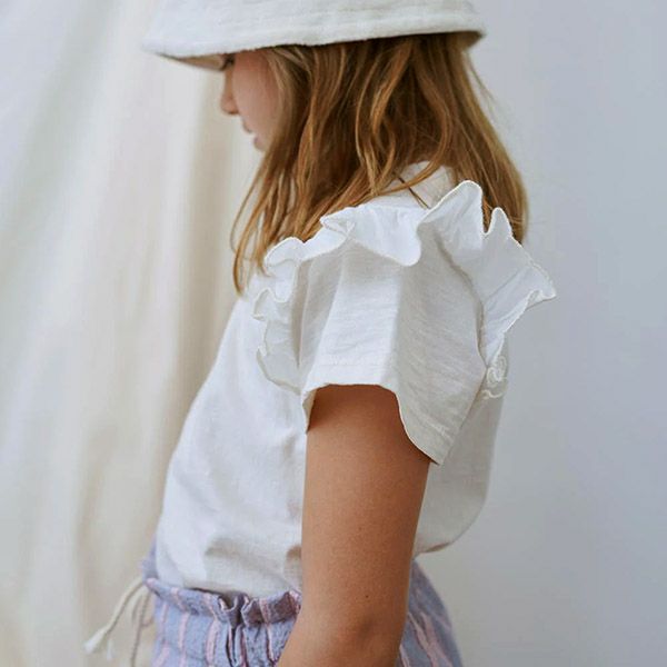 オーガニックコットン キッズスラブラッフルTシャツ(半袖)