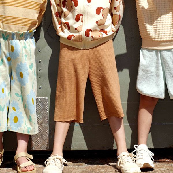 オーガニックコットン キッズ リブハーフパンツ
