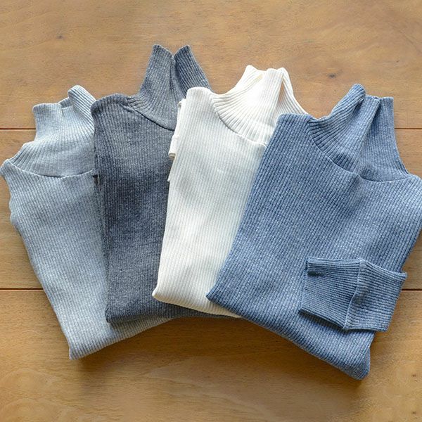 オーガニックコットン リブタートルネックＮ