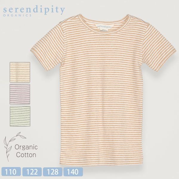 オーガニックコットン キッズ フライスTシャツStripe (半袖)