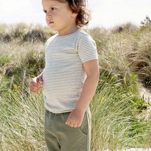 オーガニックコットン キッズ フライスTシャツStripe (半袖)