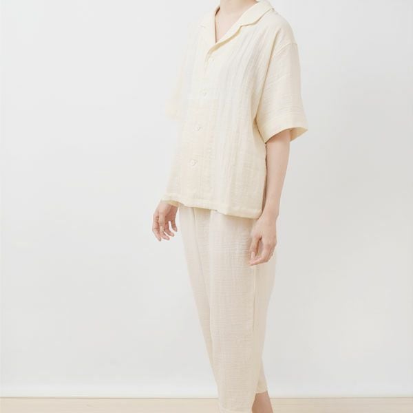 オーガニックコットン 追撚ダブルガーゼ半袖パジャマ ナチュラル M