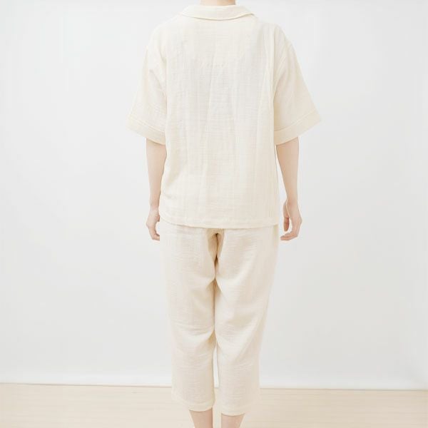 オーガニックコットン 追撚ダブルガーゼ半袖パジャマ ナチュラル M