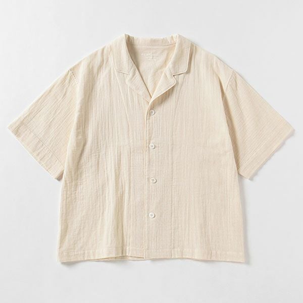 オーガニックコットン 追撚ダブルガーゼ半袖パジャマ ナチュラル M