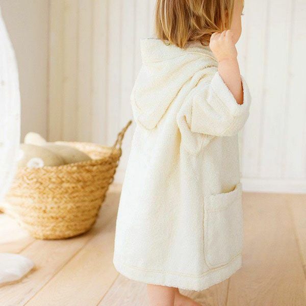 オーガニックコットン ベビー パーカーバスローブ きなり 50-90