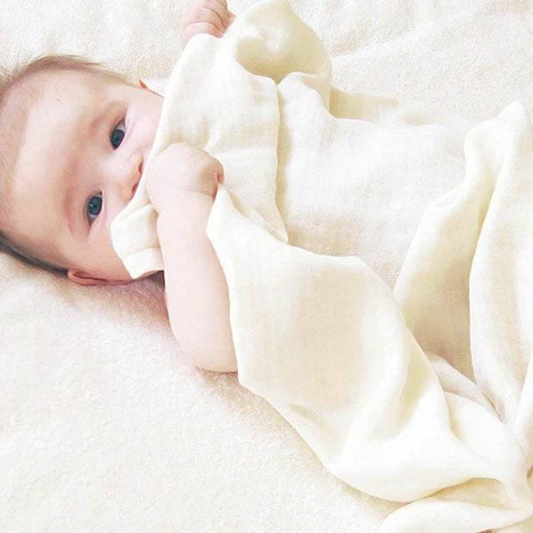 オーガニックコットン ベビー 三重織おくるみガーゼケット きなり 80×130
