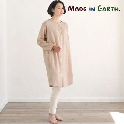 オーガニックコットン ダブルガーゼのワンピースパジャマ茶