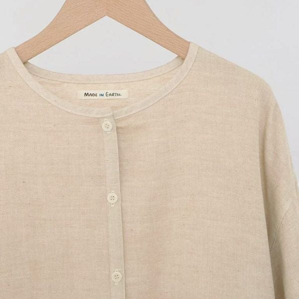 オーガニックコットン ダブルガーゼのワンピースパジャマ茶