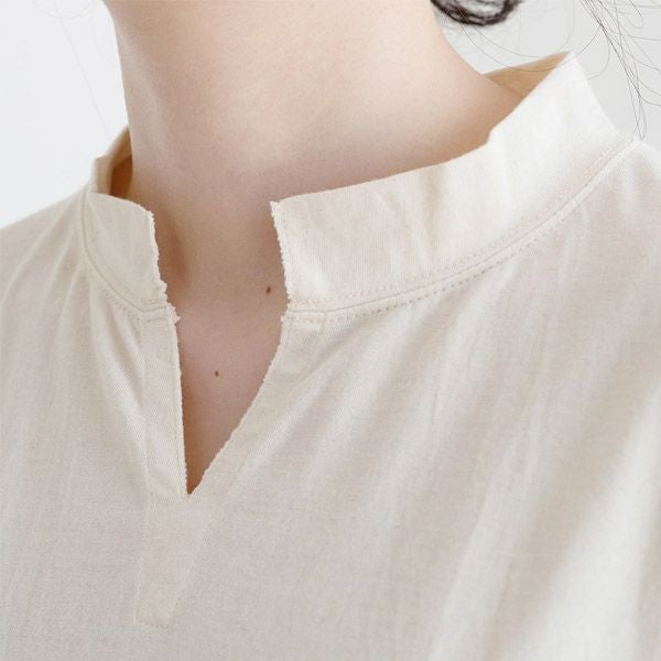 オーガニックコットン スキッパー5分袖ワンピース きなり