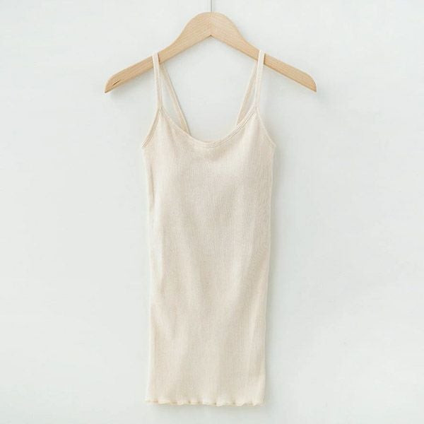 オーガニックコットン リブ編みカップ付キャミソール