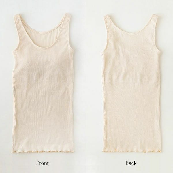 オーガニックコットン リブ編みカップ付ノースリーブ