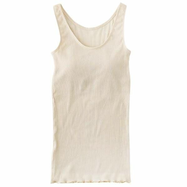 オーガニックコットン リブ編みカップ付ノースリーブ