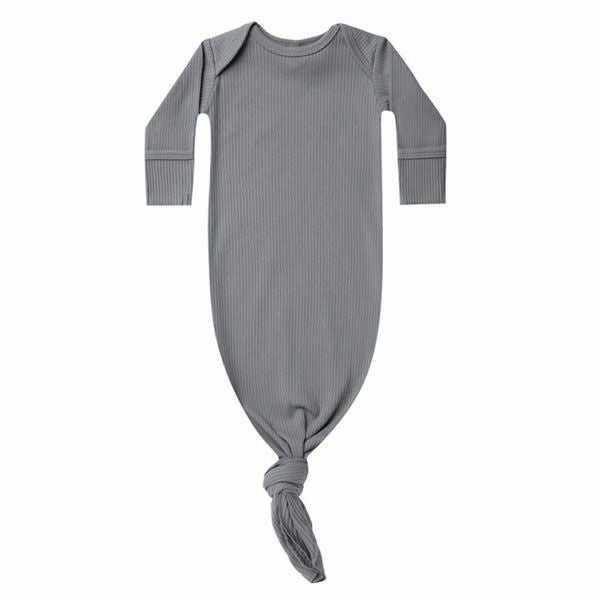 オーガニックコットン ベビーリブ結びガウン(長袖)