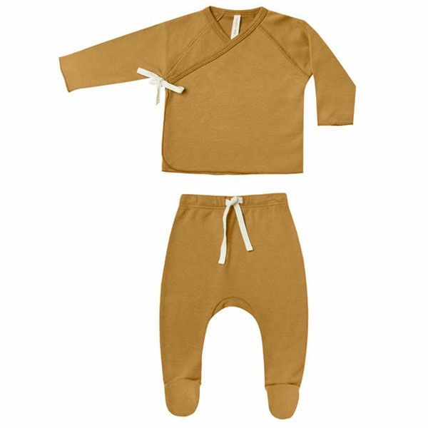 オーガニックコットン ベビー長袖あわせトップス＆足つきパンツ