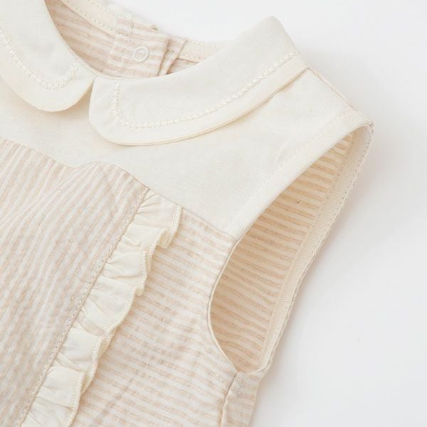 オーガニックコットン ベビーシアサッカーフリルロンパース