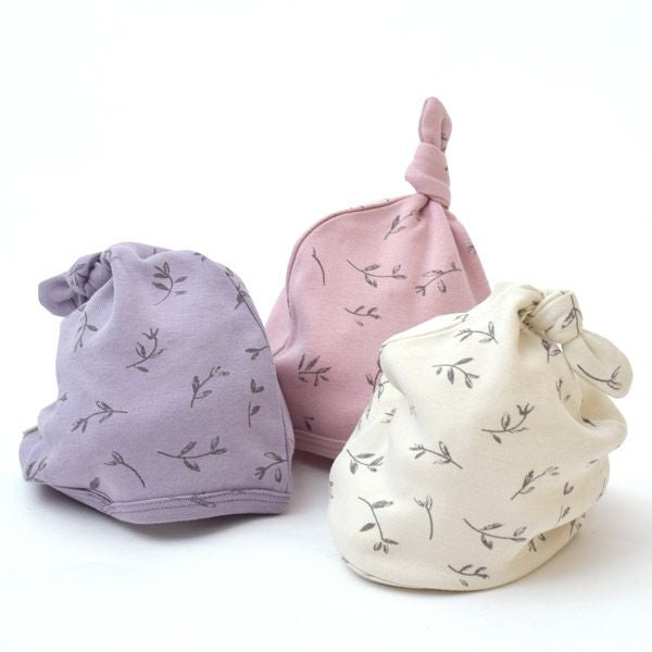 オーガニックコットン ベビー結び帽 Flower