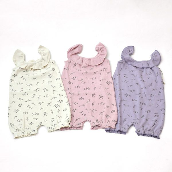 オーガニックコットン ベビーノースリーブロンパース Flower