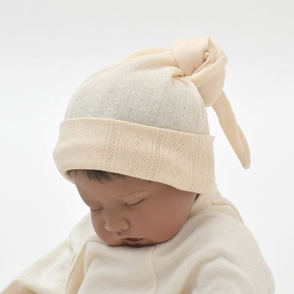 オーガニックコットン ベビー結び帽 リヨン 40-46