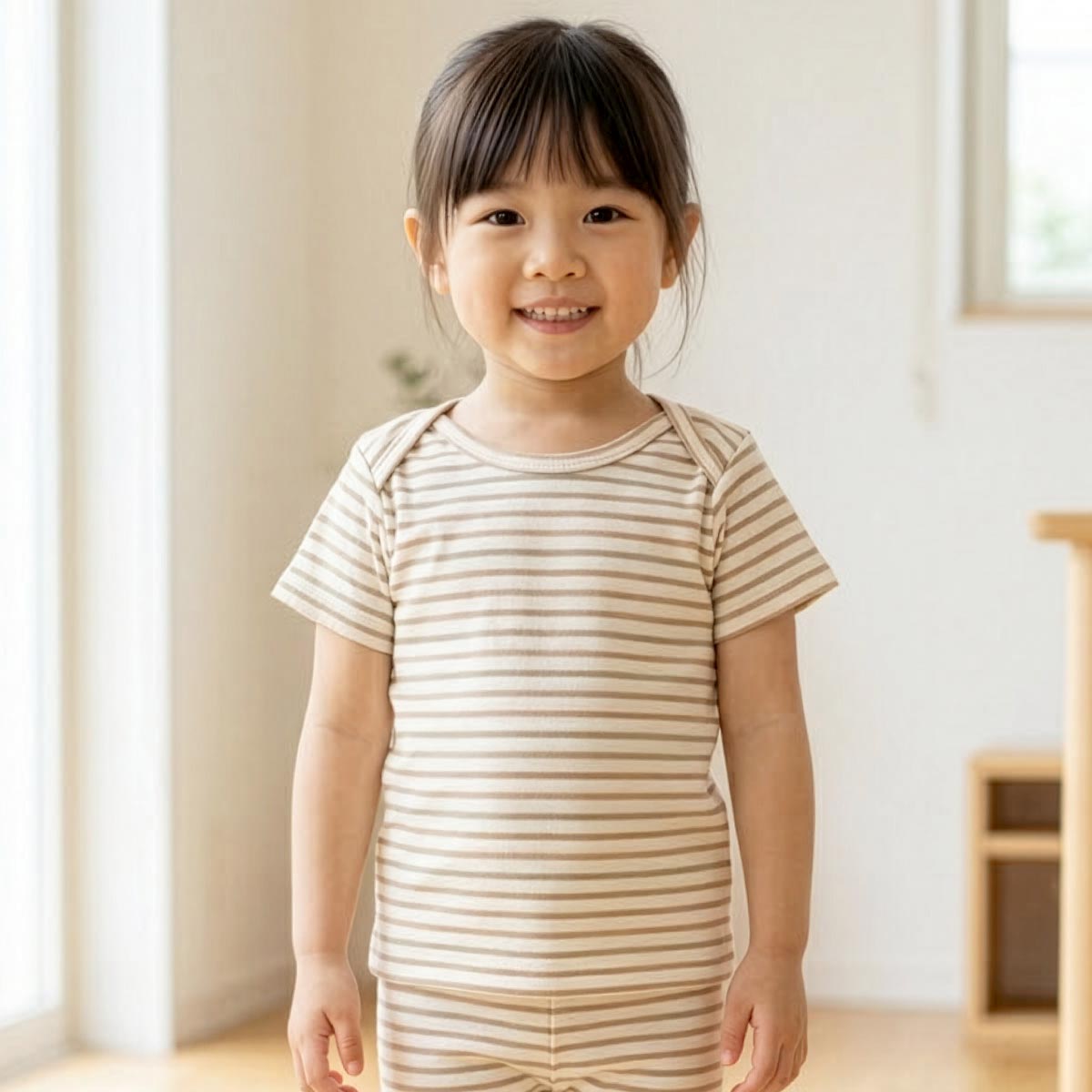 オーガニックコットン キッズ半袖ボーダーTシャツ
