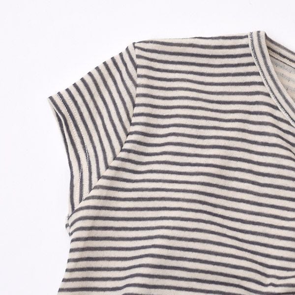 オーガニックコットン キッズキャップスリーブボーダーTシャツ
