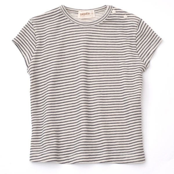 オーガニックコットン キッズキャップスリーブボーダーTシャツ