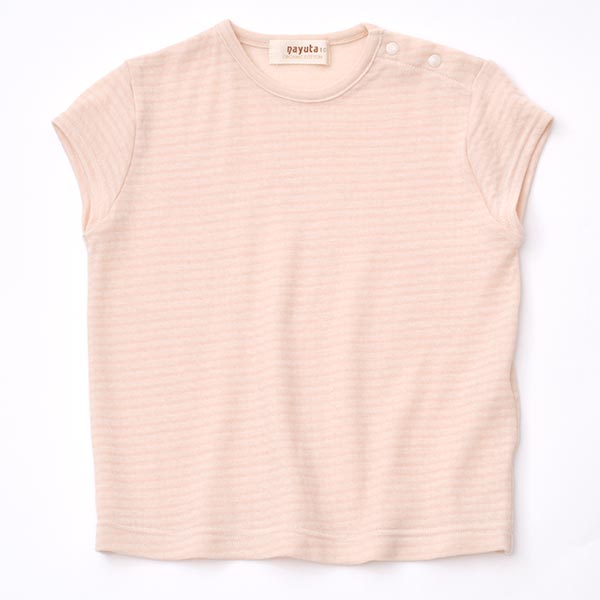 オーガニックコットン キッズキャップスリーブボーダーTシャツ