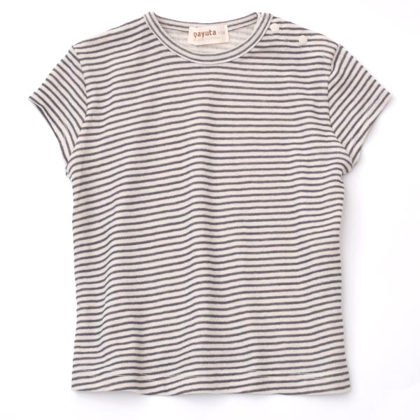オーガニックコットン キッズキャップスリーブボーダーTシャツ