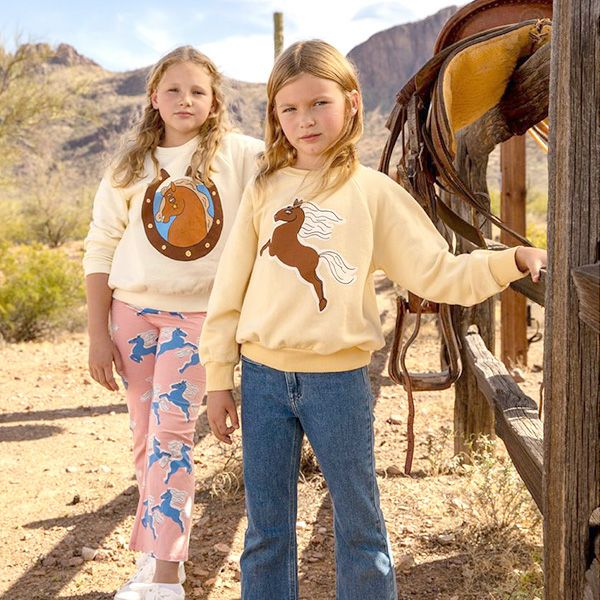 オーガニックコットン キッズスウェットシャツ HORSES