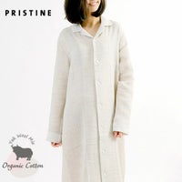 オーガニックコットン＆ヤク 綾ダブルガーゼ前開きワンピース ナチュラルグレー M