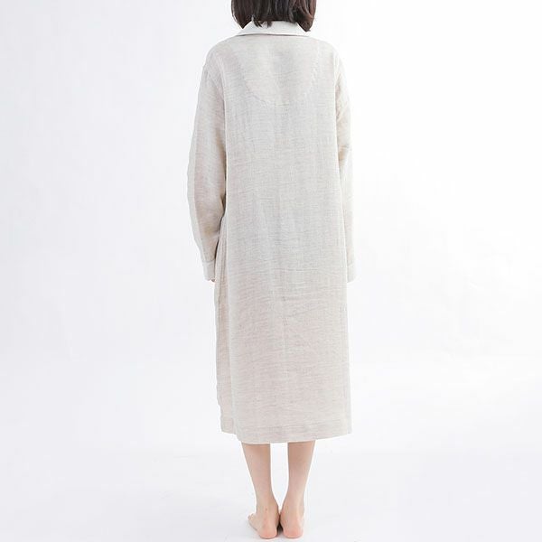 オーガニックコットン＆ヤク 綾ダブルガーゼ前開きワンピース ナチュラルグレー M