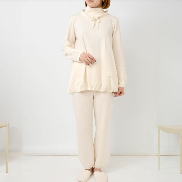 オーガニックコットン エアニットタートルパジャマ ナチュラル M