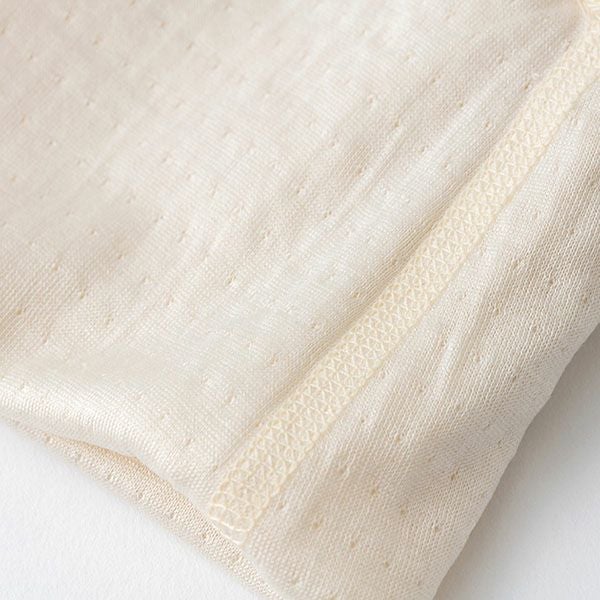 オーガニックコットン＆シルク リバーシブルメンズUネックシャツ(長袖)ナチュラル M